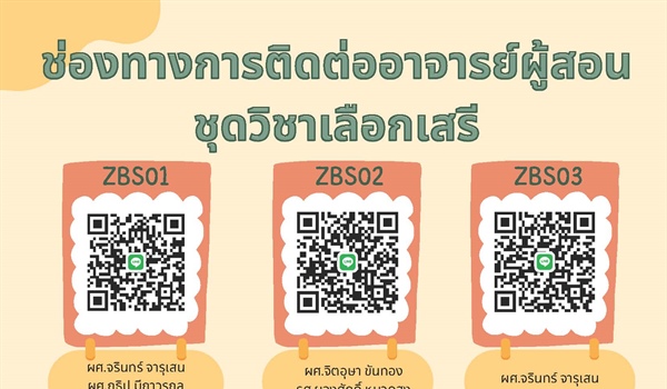 ประชาสัมพันธ์ช่องทางการติดต่ออาจารย์ผู้สอน ชุดวิชาเลือกเสรี ภาคเรียนที่ 1/2567 คณะบริหารธุรกิจเพื่อสังคม (ZBS)