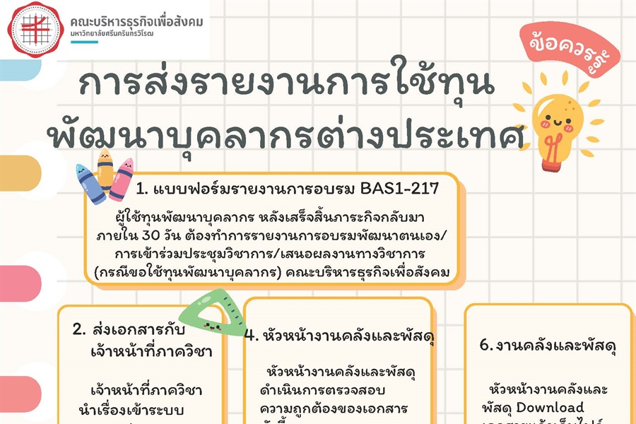 ข้อควรรู้: การส่งรายงานการใช้ทุนพัฒนาบุคลากรต่างประเทศ
