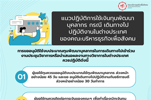 แนวปฏิบัติการใช้เงินทุนพัฒนาบุคลากร กรณีเดินทางไปปฏิบัติงานในต่างประเทศ