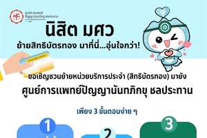 📢 ขอเชิญชวนบุคลากร มศว ย้ายหน่วยบริการสิทธิประกันสังคมกับศูนย์การแพทย์ปัญญาน้นทภิกขุ ชลประทาน โดยสามารถส่งเอกสารภายในวันที่ 31 มกราคม 2569