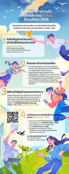 การรายงานตัวเข้าเป็นนิสิตใหม่ TCAS3 ปีการศึกษา 2568